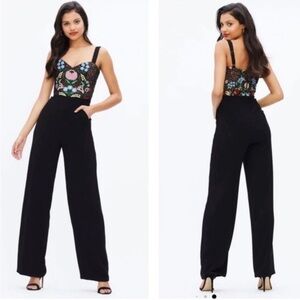NWT Dress The Population Romy Floral Embroidered Jumpsuit Size Small